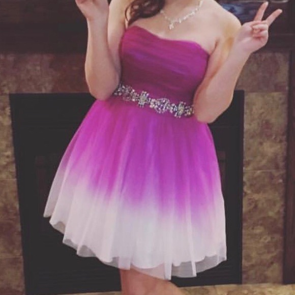 Purple White Homecoming Dress 